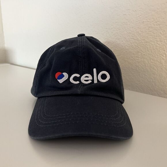 Celo Hat Adjustable Navy Blue Cap Brown Leather Adjustable Strap - Picture 1 of 5